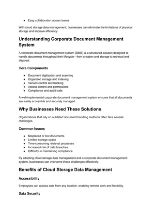 Organize Your Data Better with a Corporate Document Management System | PDF