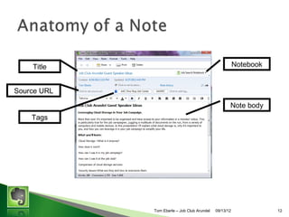 Notebook

Title
Source URL

Note body
Tags

Tom Eberle C AAWDC/JCA

11/06/13

12

 