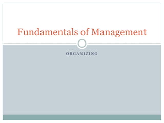 Organizing Fundamentals of Management 