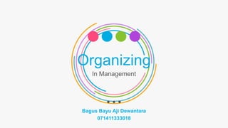 Organizing
In Management
Bagus Bayu Aji Dewantara
071411333018
 