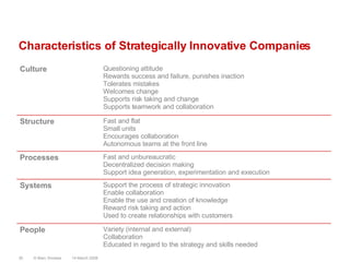 Characteristics of Strategically Innovative Companies14 March 2008© Marc Sniukas30