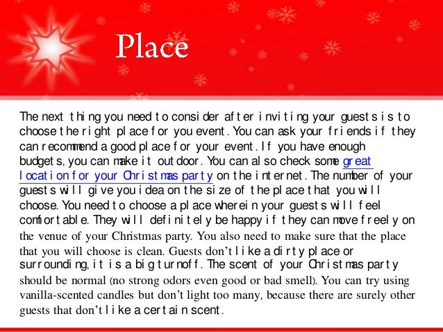 Organizing a christmas party event