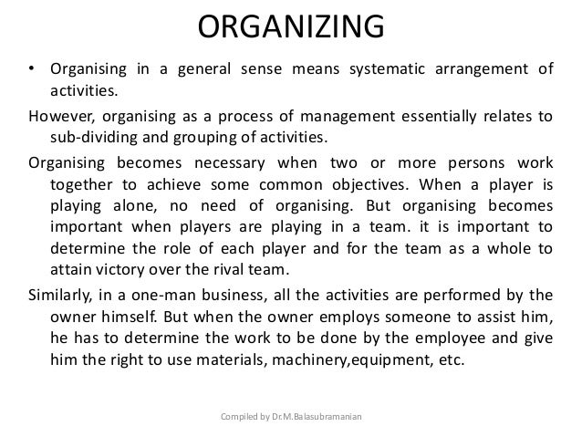 Organizing As A Function Of Management
