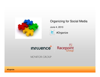 Organizing for Social Media
            June 4, 2010

                 #Organize




#Organize
 