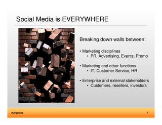 Social Media is EVERYWHERE

                    Breaking down walls between:

                    • Marketing disciplines
...