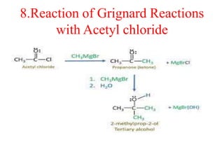 8.Reaction of Grignard Reactions
with Acetyl chloride
 