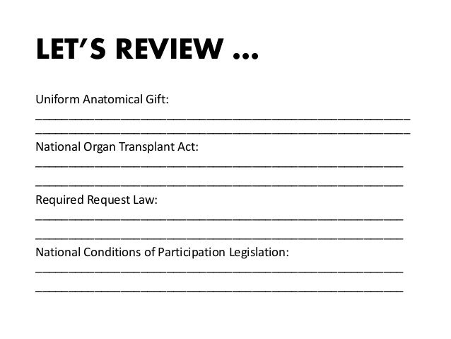 Organ Transplant Ppt 7 Let S Review Uniform Anatomical Gift