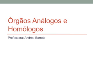 Órgãos Análogos e
Homólogos
Professora: Andréa Barreto
 