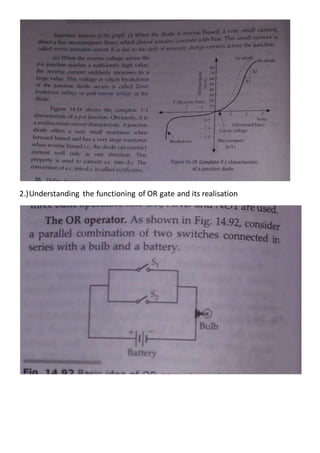 2.)Understanding the functioning of OR gate and its realisation
 