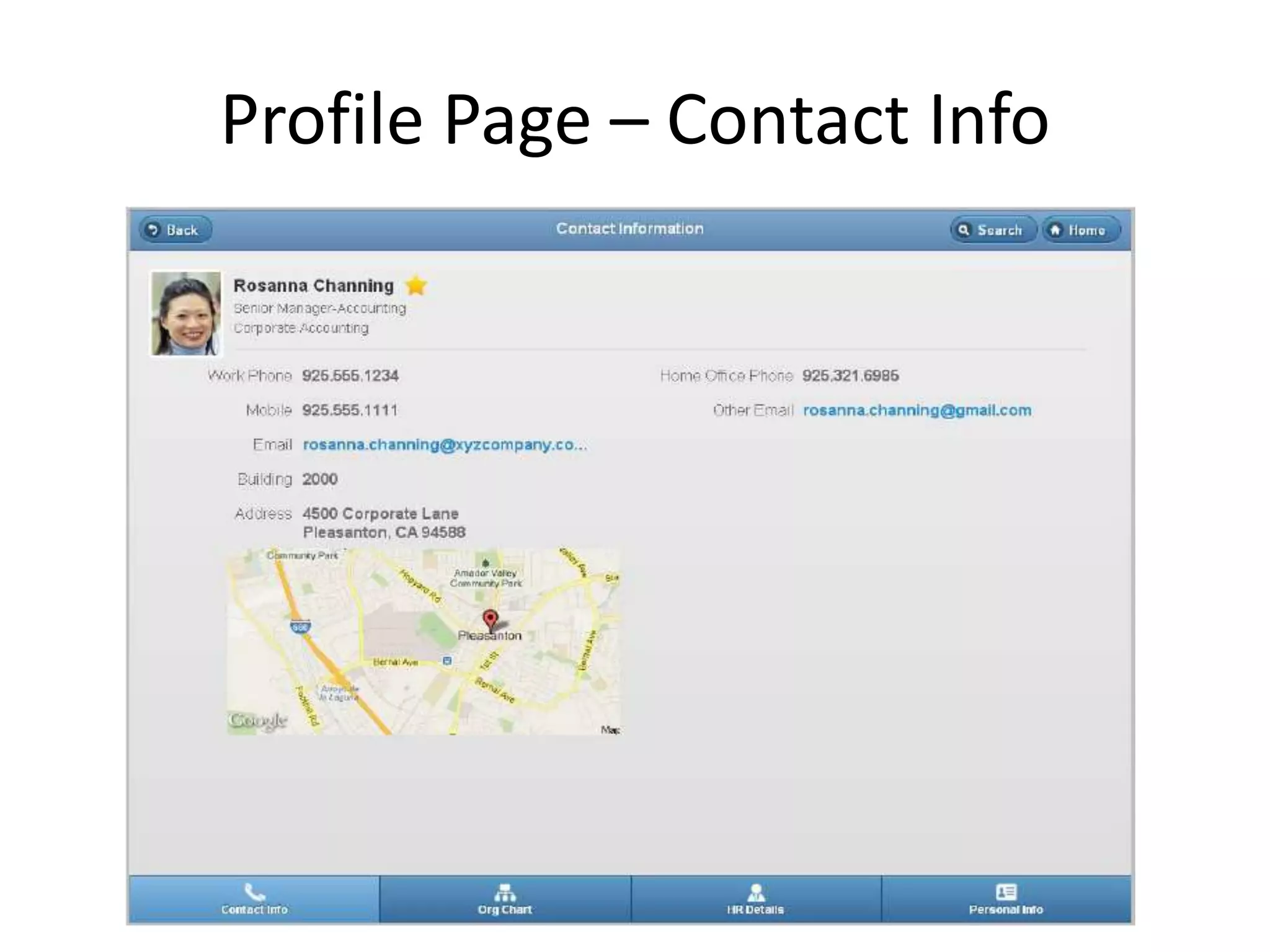 Profile Page – Contact Info
 