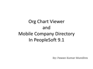 Org Chart Viewer
          and
Mobile Company Directory
   In PeopleSoft 9.1
 