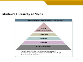 Maslow’s Hierarchy of Needs
11
 