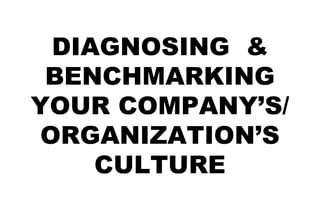 DIAGNOSING  & BENCHMARKING YOUR COMPANY’S/ ORGANIZATION’S CULTURE 