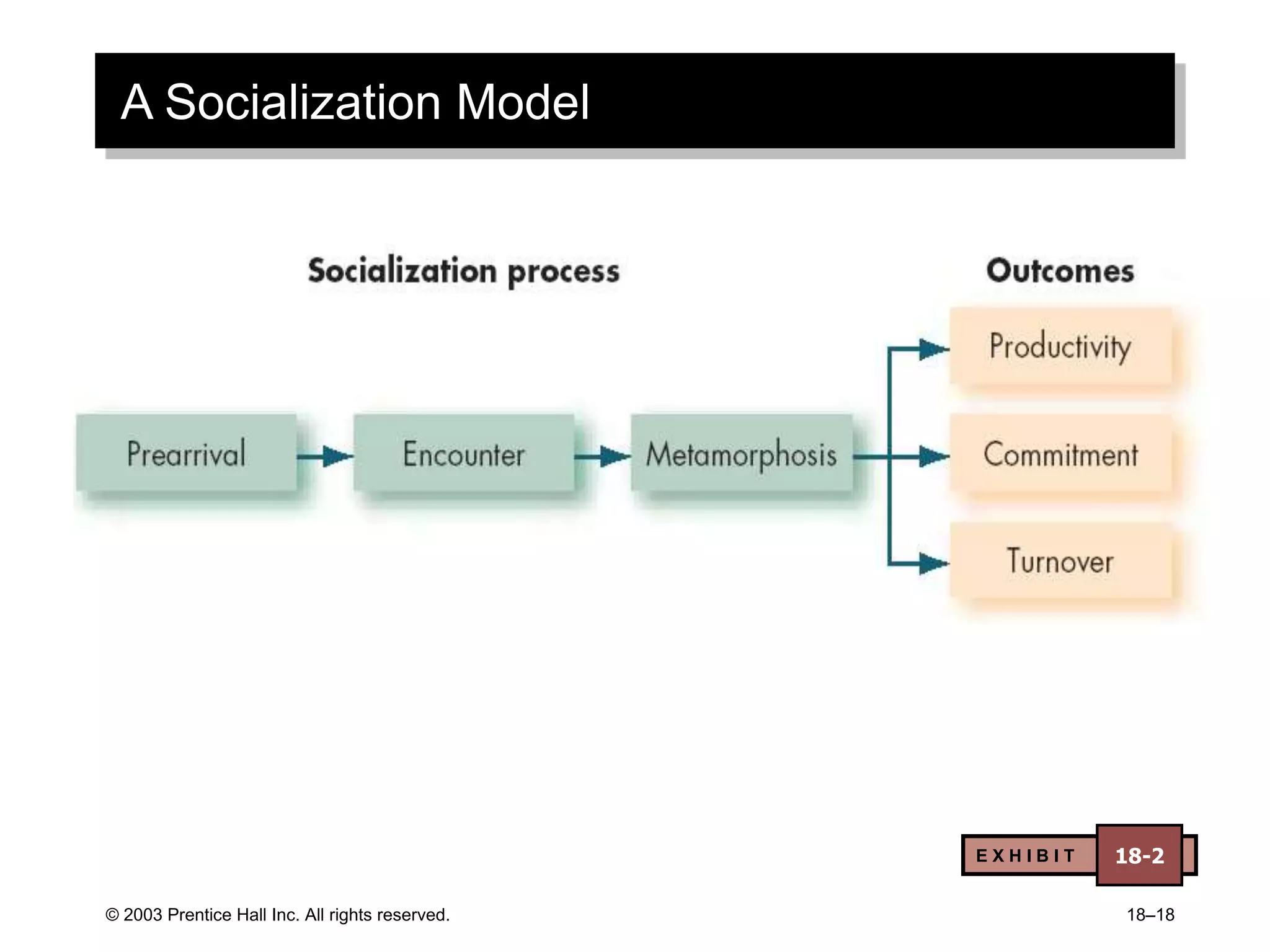 © 2003 Prentice Hall Inc. All rights reserved. 18–18
A Socialization Model
E X H I B I T 18-2
 