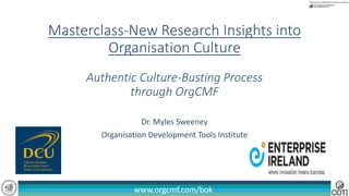 www.orgcmf.com/bokwww.orgcmf.com/bok
Masterclass-New Research Insights into
Organisation Culture
Authentic Culture-Busting Process
through OrgCMF
Dr. Myles Sweeney
Organisation Development Tools Institute
 