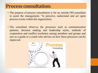 Process Consulting Method Organisational development- Organisational change | PPTX