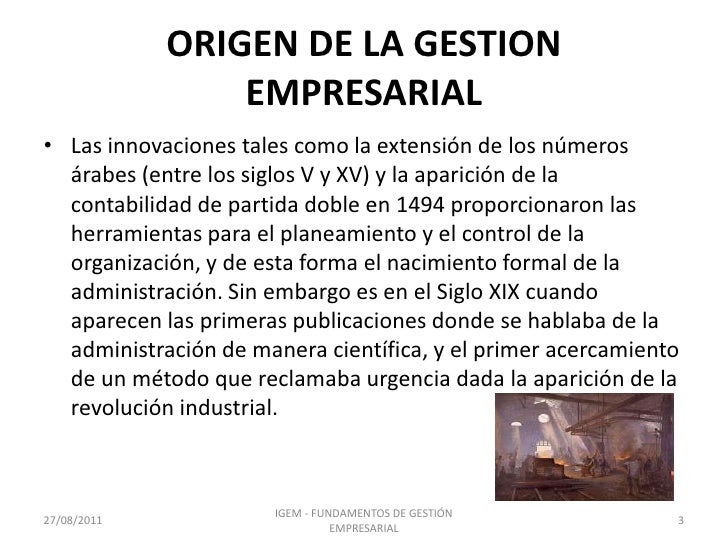 Orígenes y teorias de la gestion empresarial