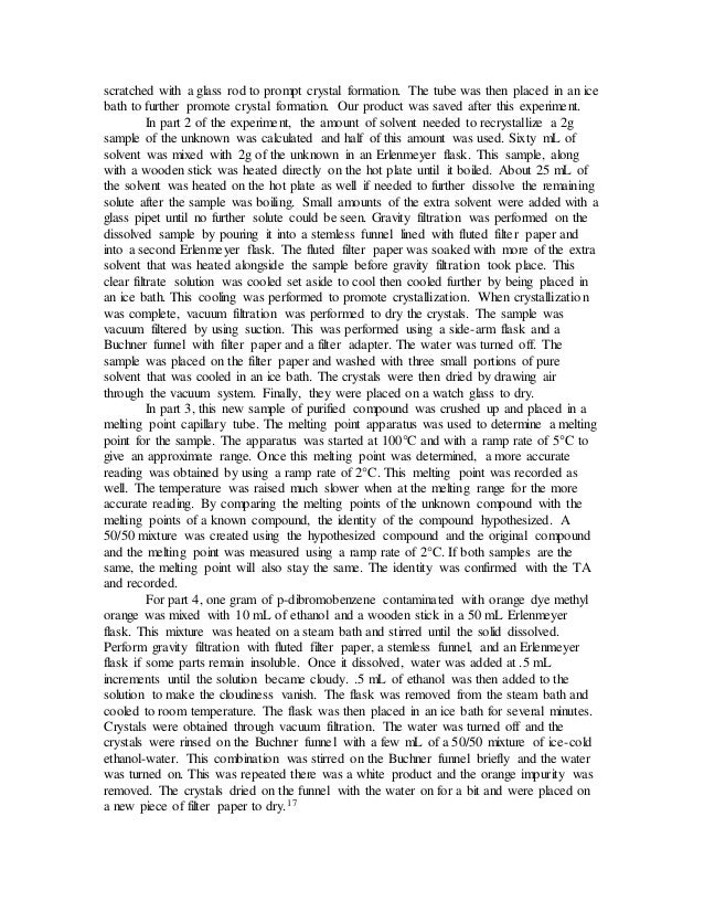 Org lab recrystallization lab report final