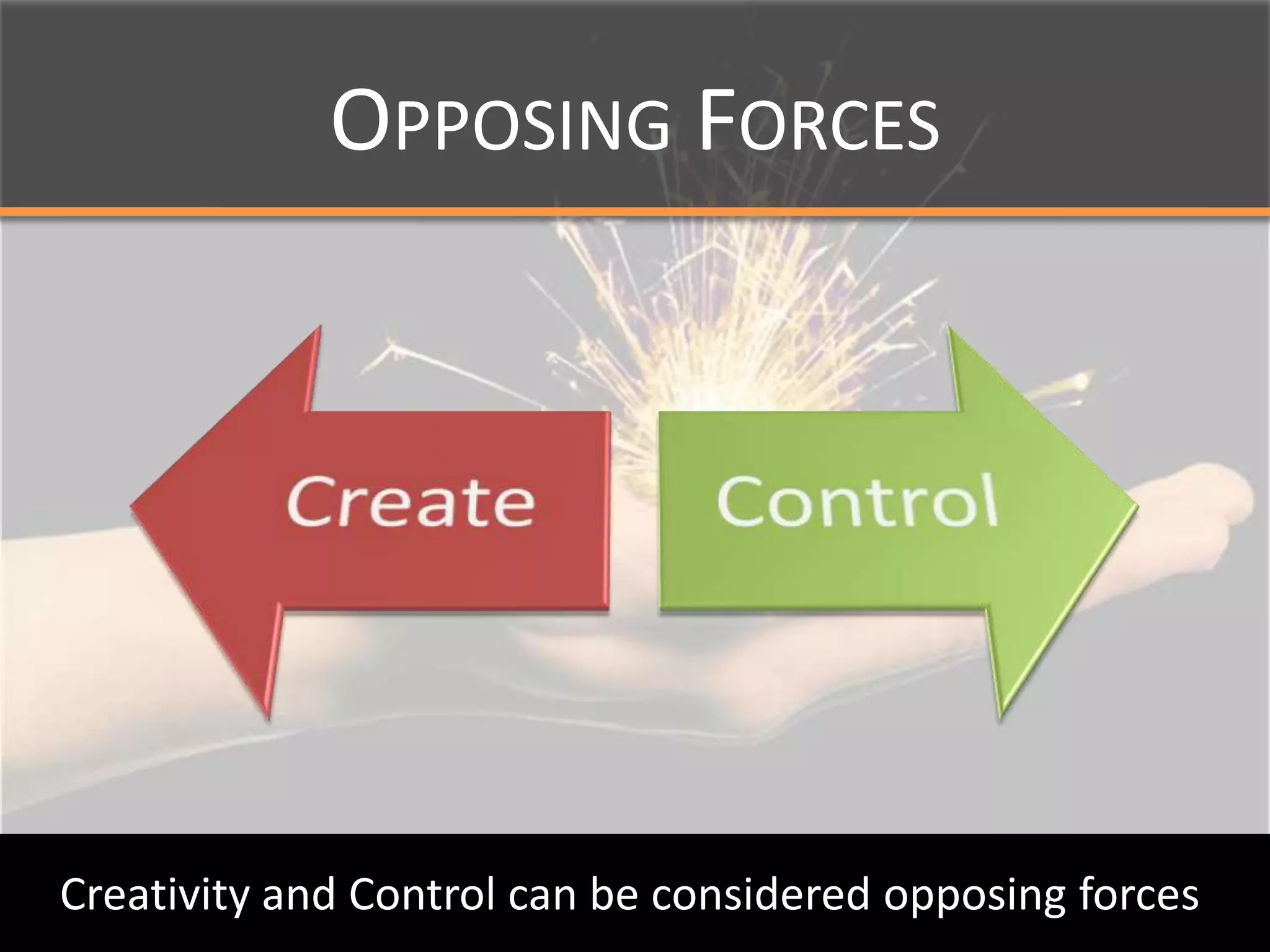 Opposing ForcesCreativity and Control can be considered opposing forces