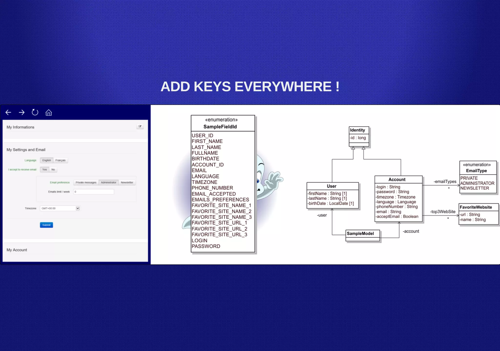 ADD KEYS EVERYWHERE !
 