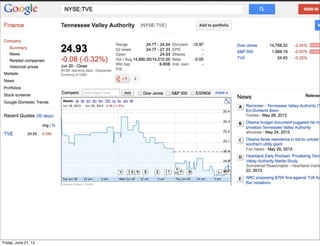 ORGpedia
User Contributions
Add/modify
• EPA Facility name
• Wikipedia abstract
• Corporate Owner(s)
• Wikipedia abstract
• Open Corporates ID
• Stock ticker
• SEC ID
• Related images
Friday, June 21, 13
 