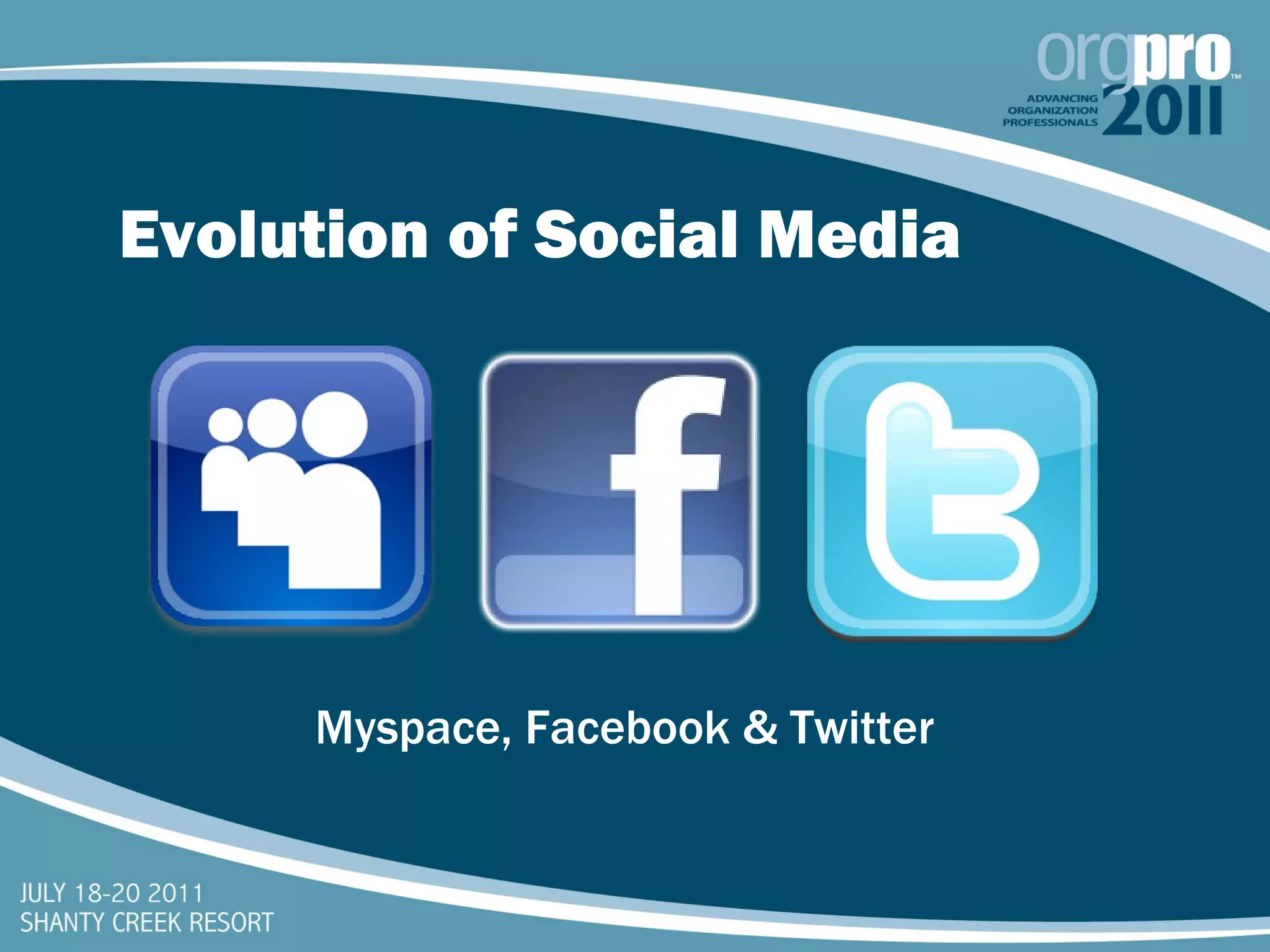 Evolution of Social Media Myspace, Facebook & Twitter 