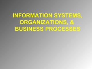 INFORMATION SYSTEMS, ORGANIZATIONS, &  BUSINESS PROCESSES 