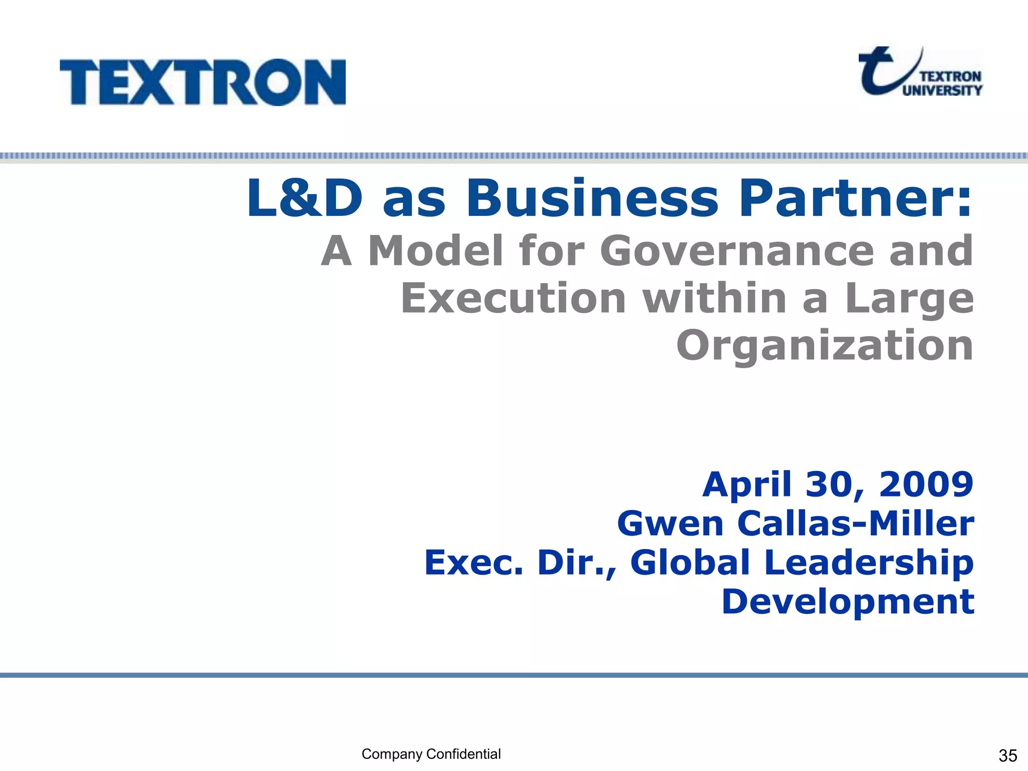 Learning Organization Governance for Top Performers