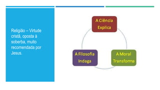 Religião – Virtude
cristã, oposta à
soberba, muito
recomendada por
Jesus.
 