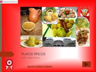 PLATOS TIPICOS
COSTA , SIERRA Y SELVA
 