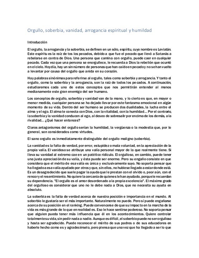 vanidad o soberbia orgullo soberbia vanidad arrogancia espiritual y humildad vanidad o soberbia orgullo soberbia vanidad arrogancia espiritual y humildad