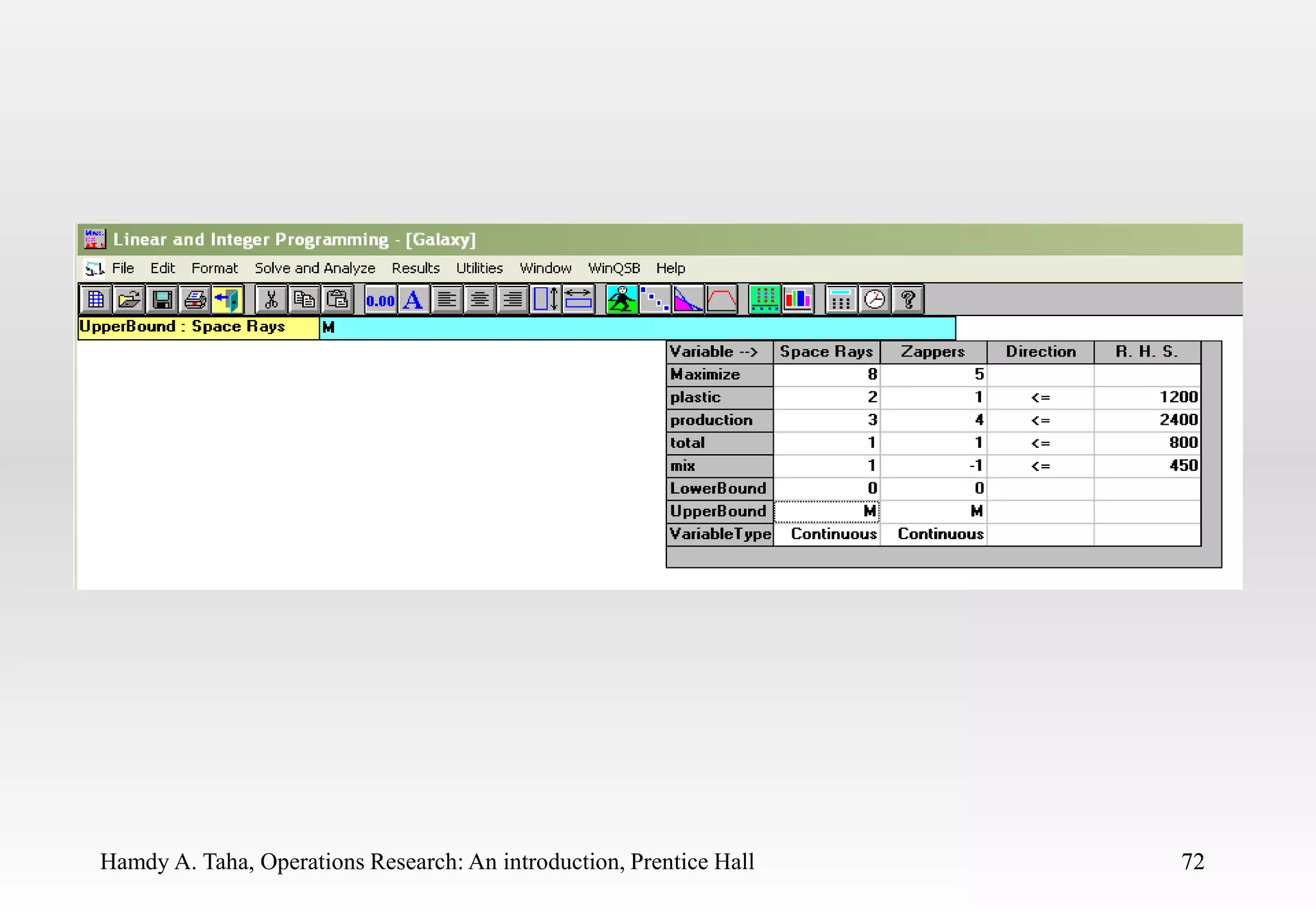 Hamdy A. Taha, Operations Research: An introduction, Prentice Hall 72
72
 