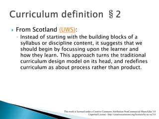 From Scotland (UWS):<br />Instead of starting with the building blocks of a syllabus or discipline content, it suggests th...