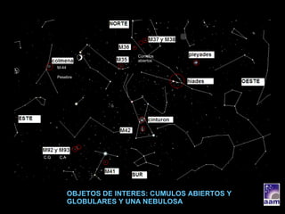 OBJETOS DE INTERES: CUMULOS ABIERTOS Y GLOBULARES Y UNA NEBULOSA M-44 Pesebre C.G  C.A Cúmulos  abiertos 