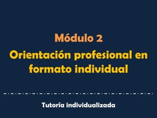 Módulo 2 
Orientación profesional en formato individual 
Tutoría individualizada  