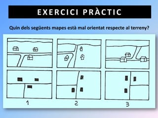 EXERCICI PRÀCTIC
Quin dels següents mapes està mal orientat respecte al terreny?
 