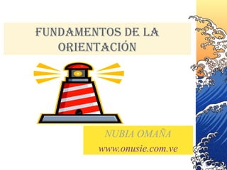 FUNDAMENTOS DE LA 
ORIENTACIÓN 
NUBIA OMAÑA 
www.onusie.com.ve 
 