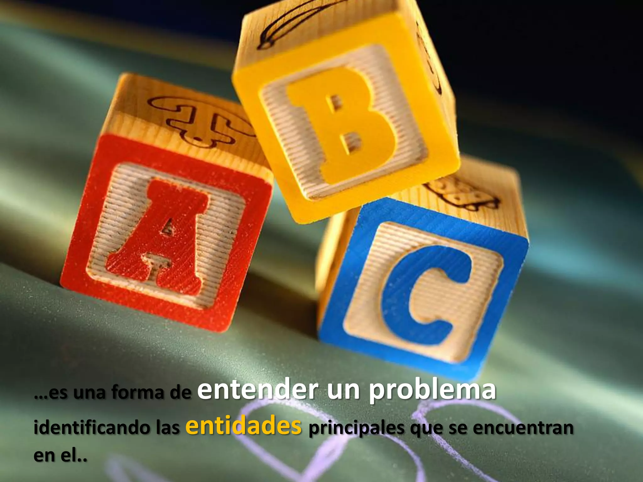 …es una forma de entender un problema
identificando las entidades principales que se encuentran
en el..
 