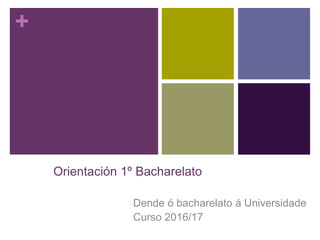 +
Orientación 1º Bacharelato
Dende ó bacharelato á Universidade
Curso 2016/17
 