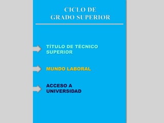 TÍTULO DE TÉCNICO
SUPERIOR
MUNDO LABORAL
ACCESO A
UNIVERSIDAD
 
