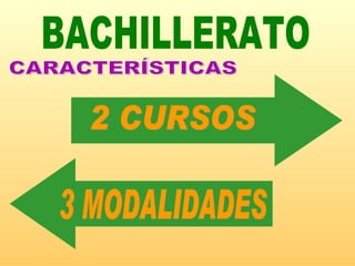 BACHILLERATO 2 CURSOS 3 MODALIDADES CARACTERÍSTICAS 