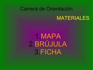 Carrera de Orientación MAPA BRÚJULA FICHA MATERIALES 