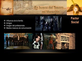 




Influencia de la familia
Amigos
Imagen del profesionista
Medios masivos de comunicación

 