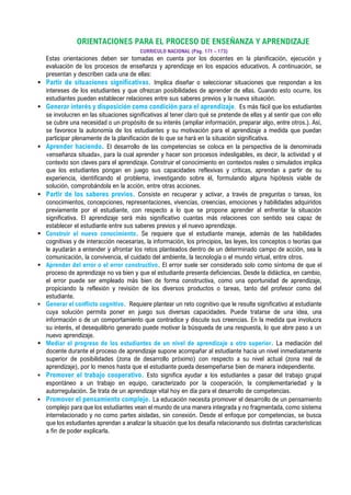 Orientaciones para el proceso de enseñanza y aprendizaje | PDF