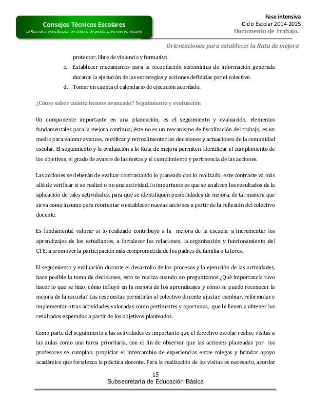 Orientaciones para establecer la ruta de mejora escolar