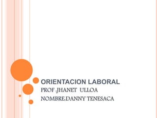 ORIENTACION LABORAL
PROF :JHANET ULLOA
NOMBRE:DANNY TENESACA
 