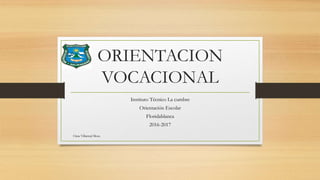 ORIENTACION
VOCACIONAL
Instituto Técnico La cumbre
Orientación Escolar
Floridablanca
2016-2017
Clara Villarreal Mora
 