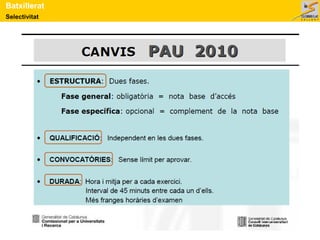 Selectivitat
Batxillerat
 