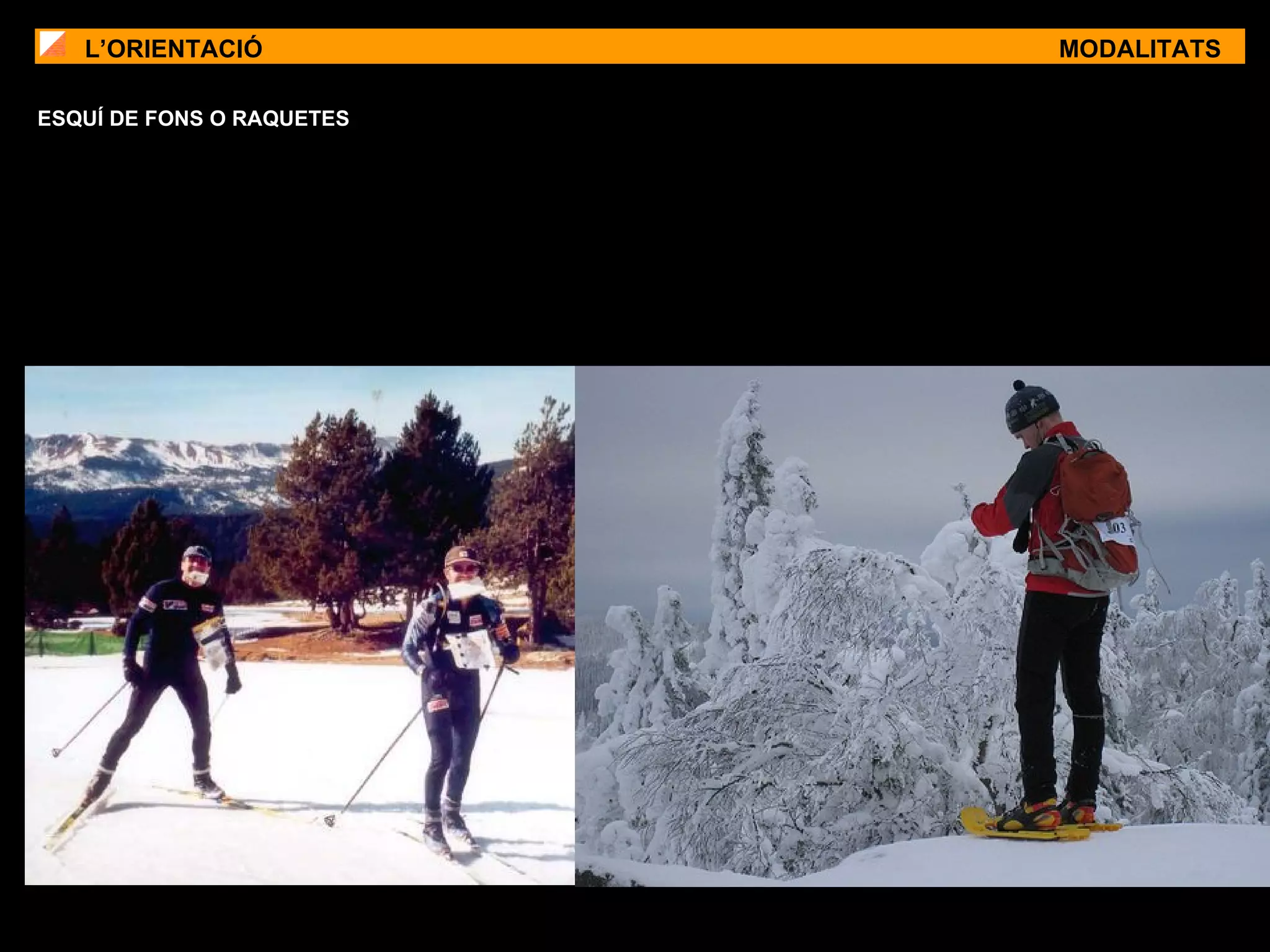 L’ORIENTACIÓ MODALITATS ESQUÍ DE FONS O RAQUETES 