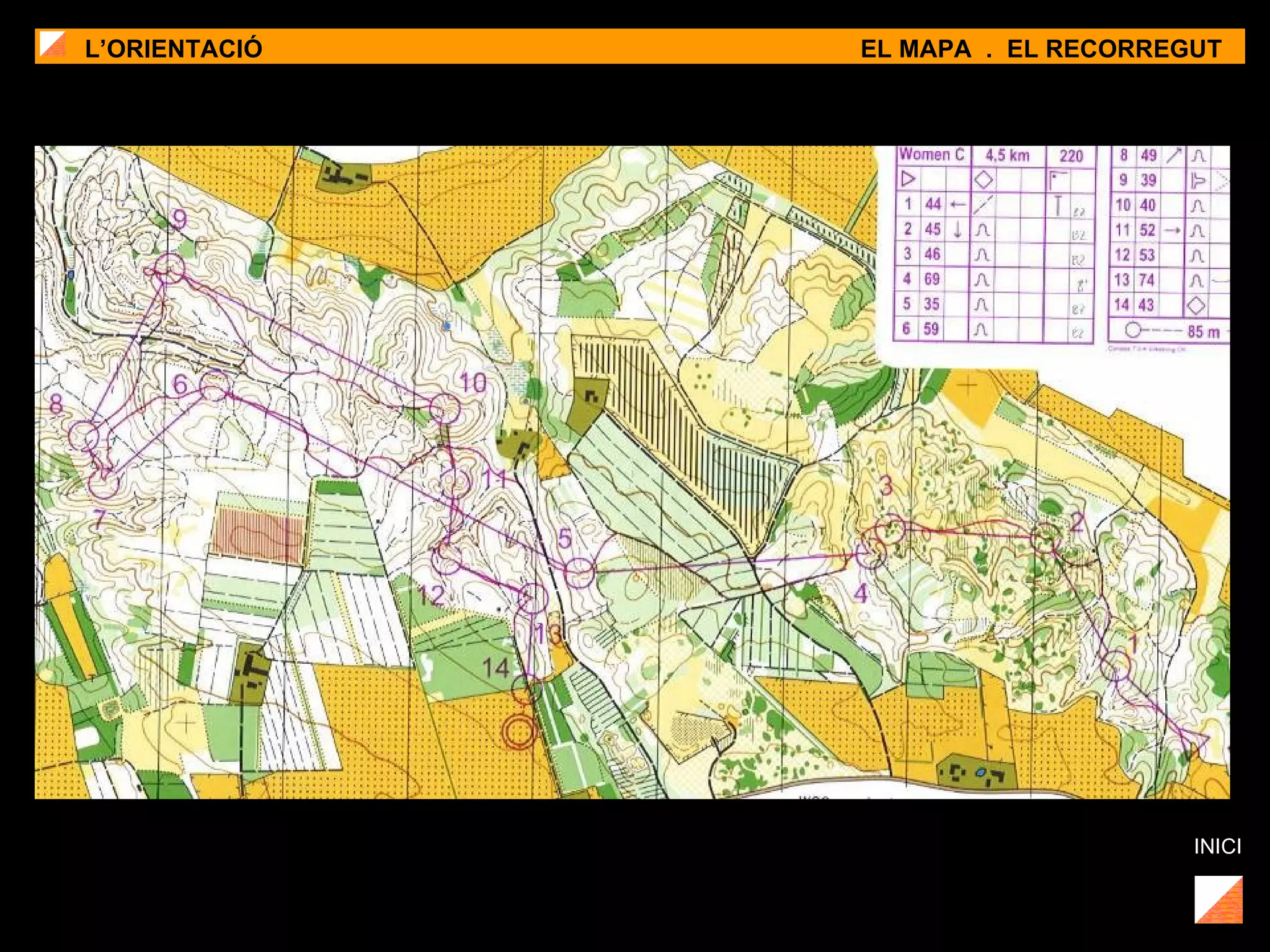 L’ORIENTACIÓ EL MAPA  .  EL RECORREGUT INICI 